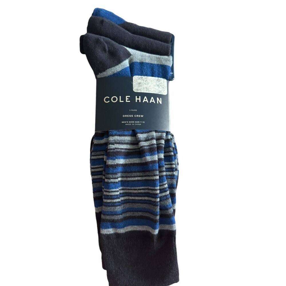 Cole Haan Men's Dress Crew Socks 3 Pair Black Blue Men’s Shoe Sz 7-12
